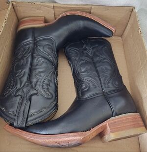 Women's Black Real  Leather Sebastian's Cowgirl Boots